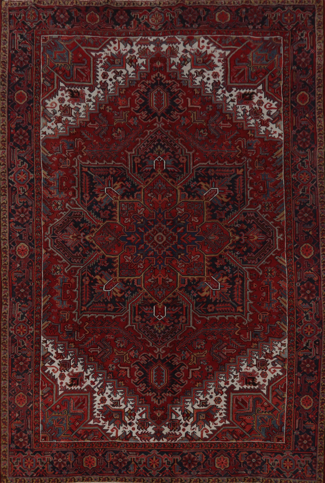 Vintage Red Wool Heriz Serapi Persian Area Rug 8x11