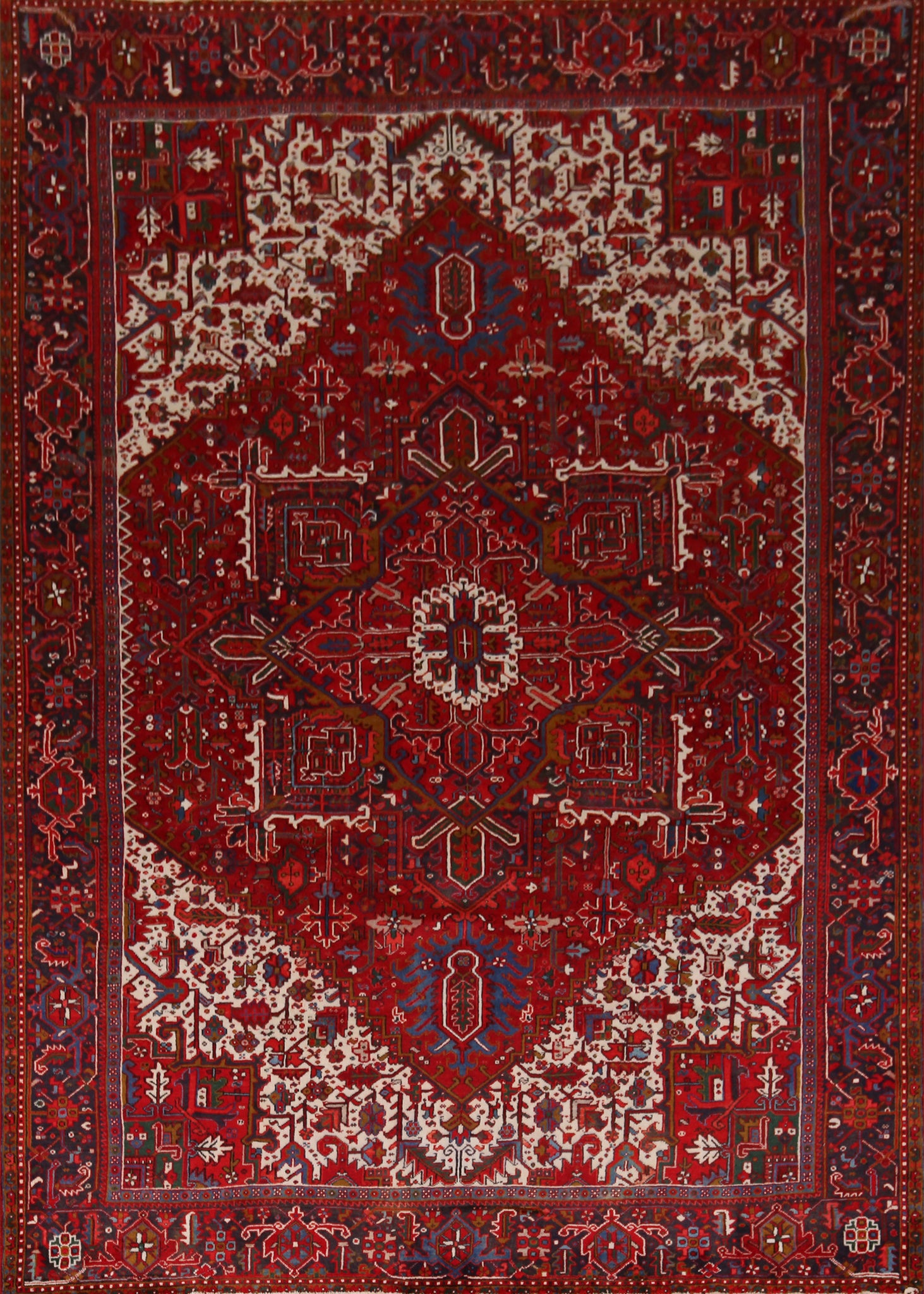 Geometric Red Heriz Persian Area Rug 10x13