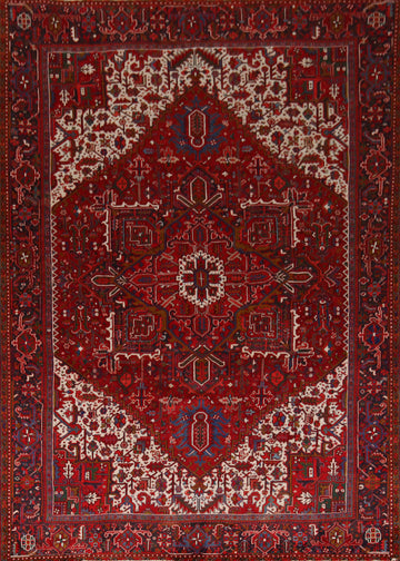 Geometric Red Heriz Persian Area Rug 10x13