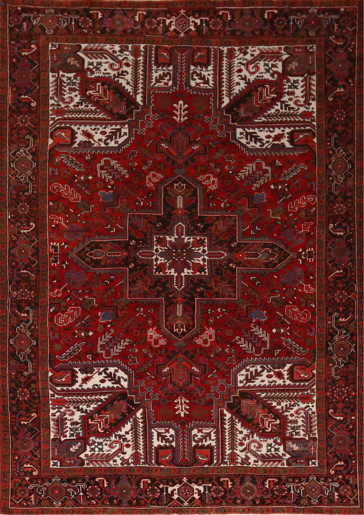 Vintage Red Wool Heriz Persian Area Rug 8x11