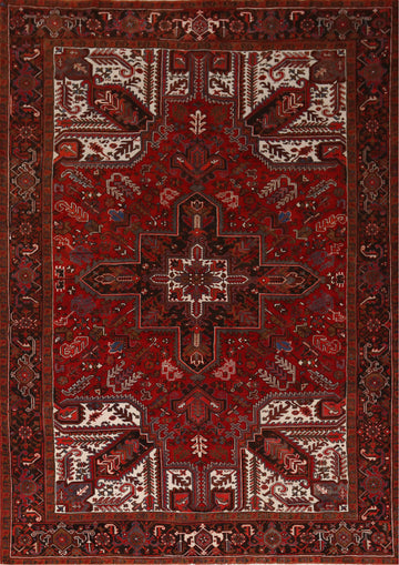 Vintage Red Wool Heriz Persian Area Rug 8x11
