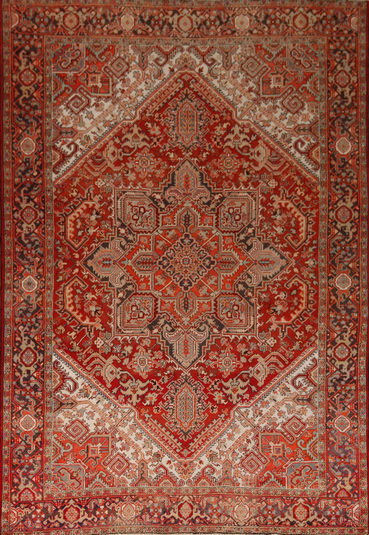 Handmade Wool Heriz Persian Area Rug 10x13