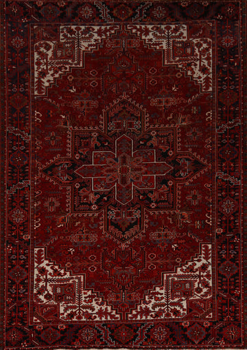 Red Wool Heriz Persian Area Rug 9x11