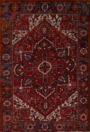 Red Geometric Heriz Serapi Persian Area Rug 8x11