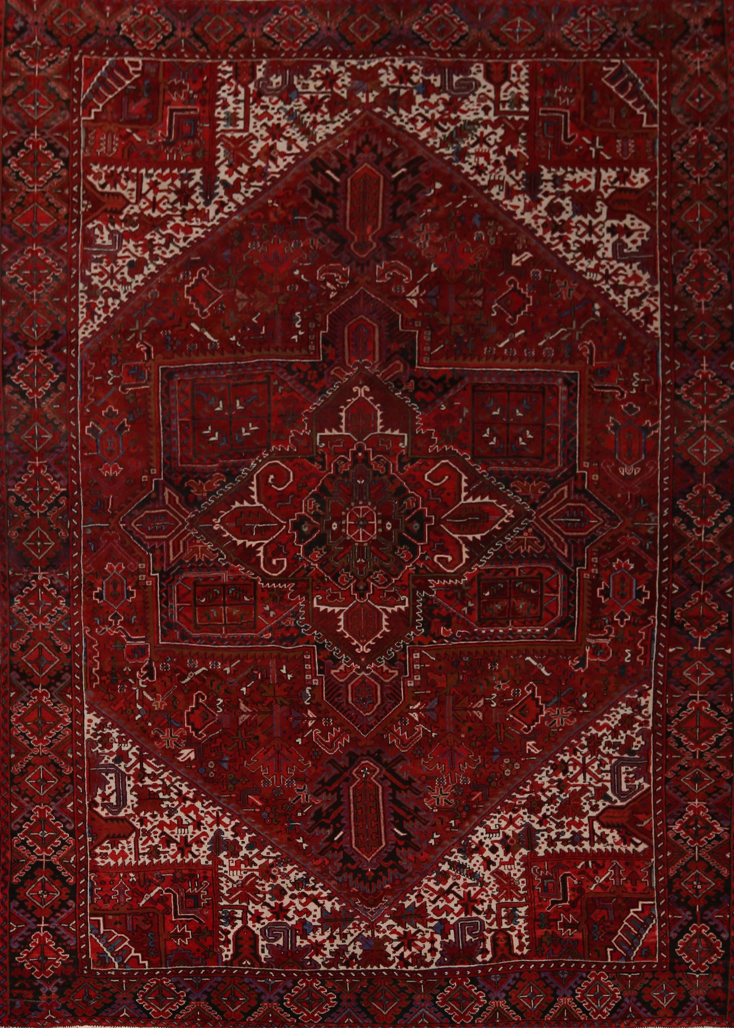 Red Geometric Heriz Persian Area Rug 10x13
