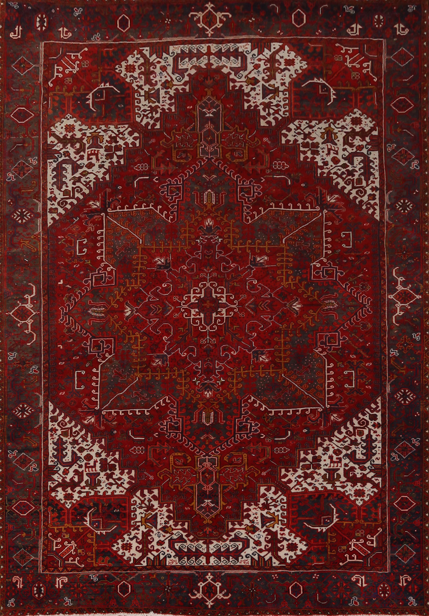 Handmade Red Heriz Persian Area Rug 10x13