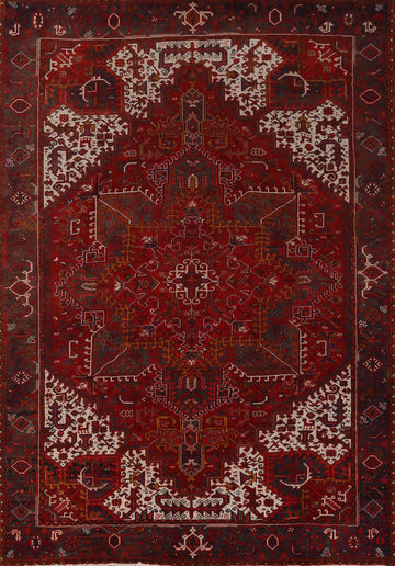 Handmade Red Heriz Persian Area Rug 10x13