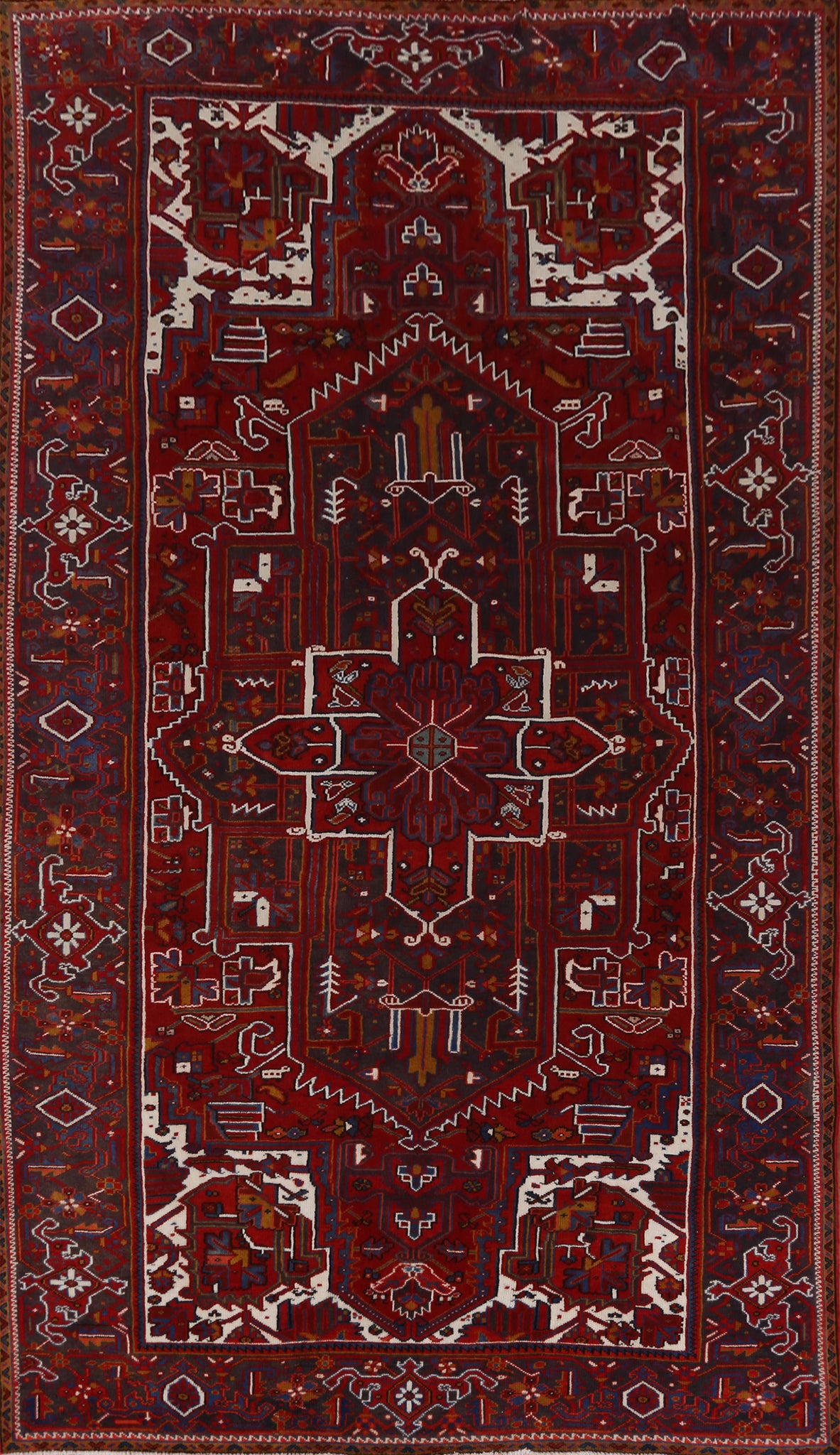 Vintage Geometric Heriz Persian Area Rug 8x12