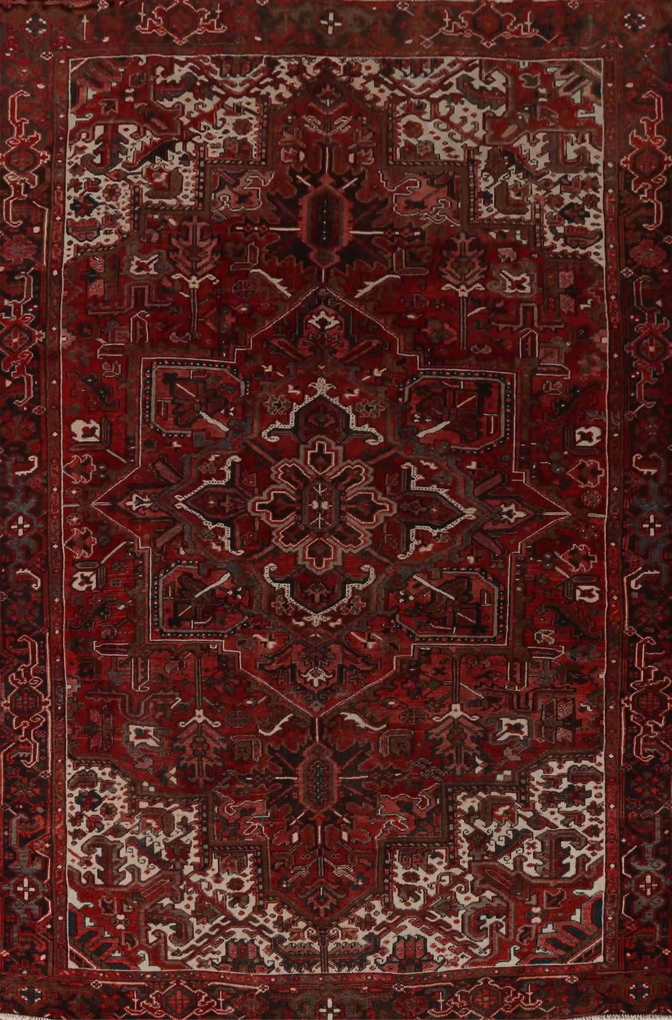 Vintage Red Wool Heriz Persian Area Rug 8x11
