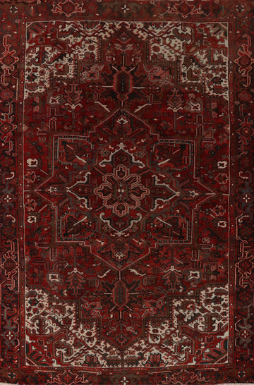 Vintage Red Wool Heriz Persian Area Rug 8x11