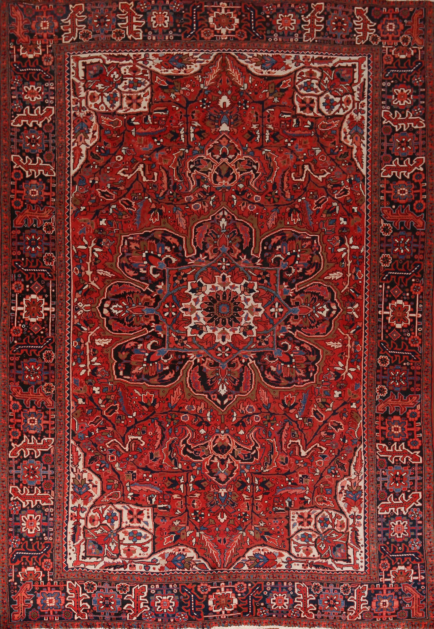 Handmade Wool Heriz Persian Area Rug 9x12