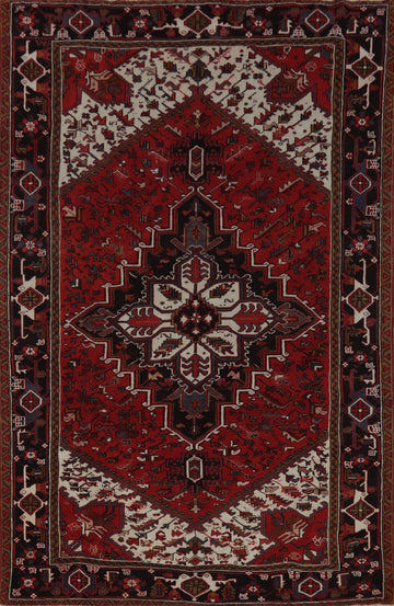 Geometric Red Heriz Persian Area Rug 7x10