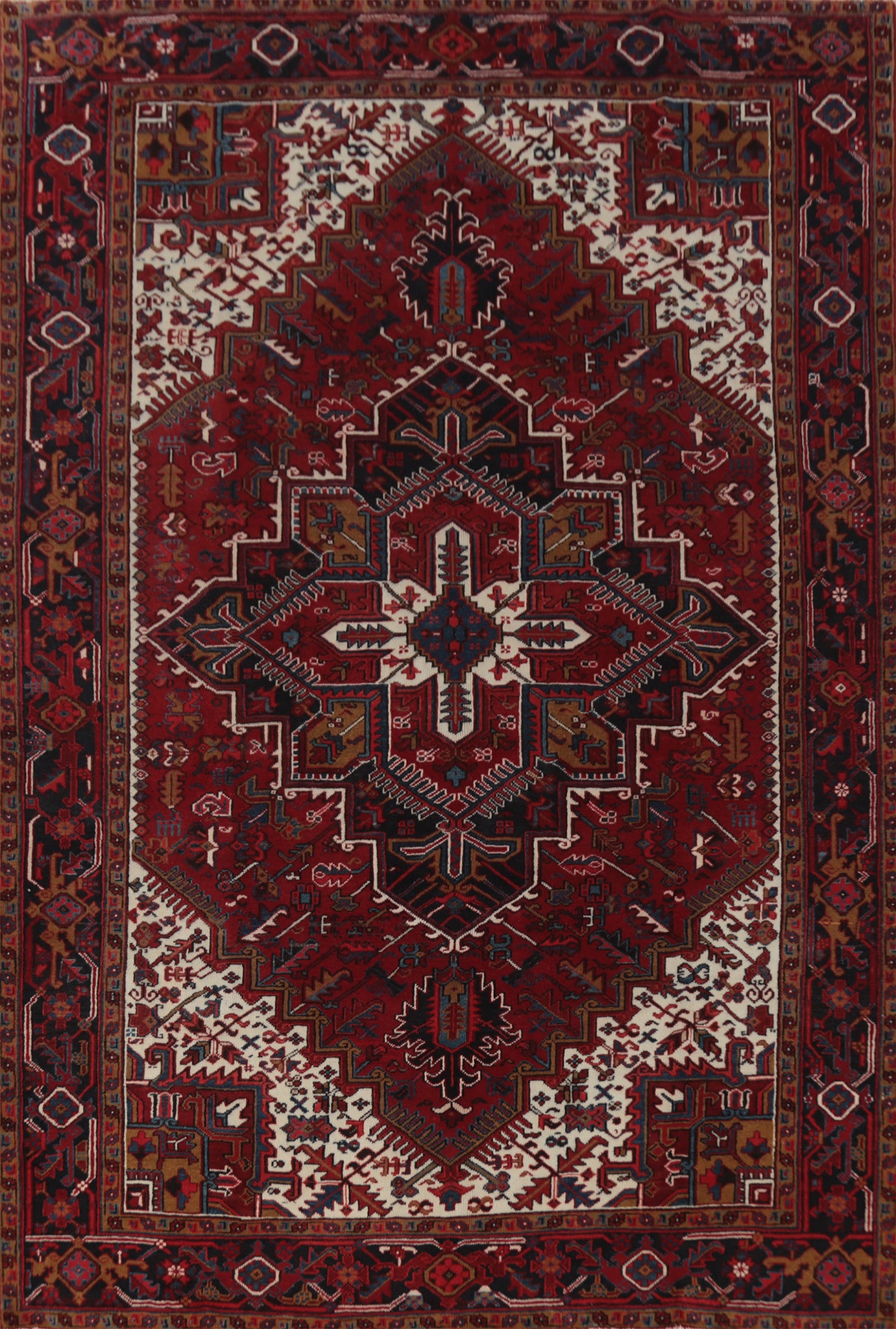 Red Wool Heriz Persian Area Rug 8x11
