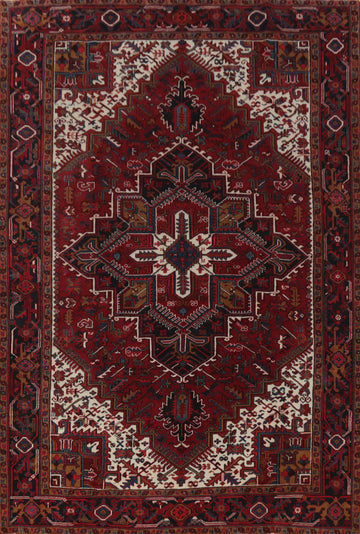 Red Wool Heriz Persian Area Rug 8x11