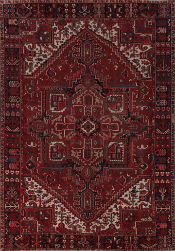 Vintage Red Heriz Persian Area Rug 8x11