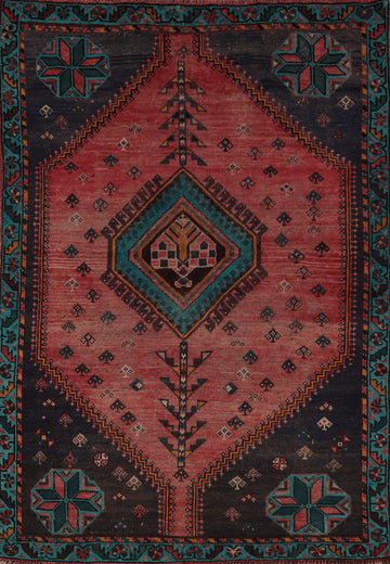Tribal Wool Geometric Shiraz Persian Rug 4x6