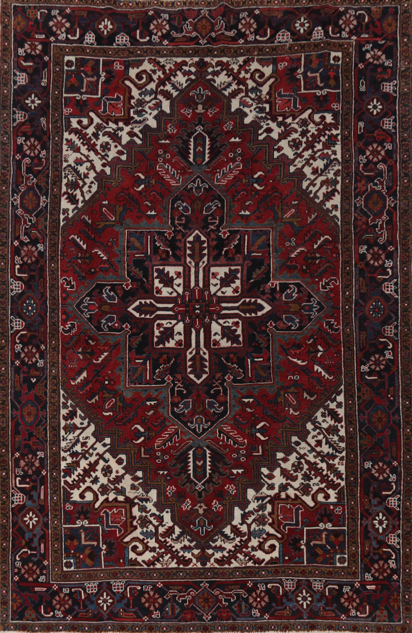 Geometric Wool Heriz Persian Area Rug 7x10