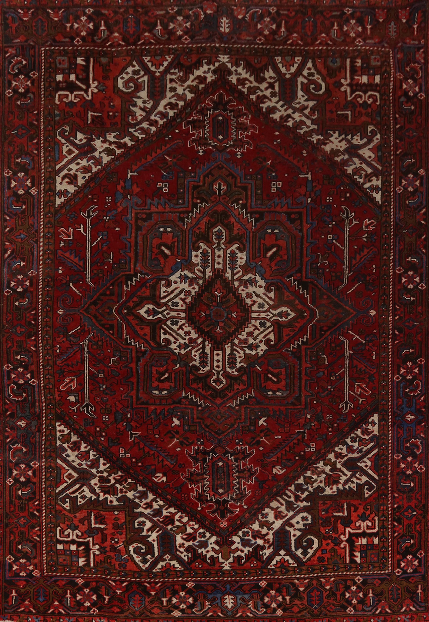 Vintage Heriz Persian Area Rug 7x9