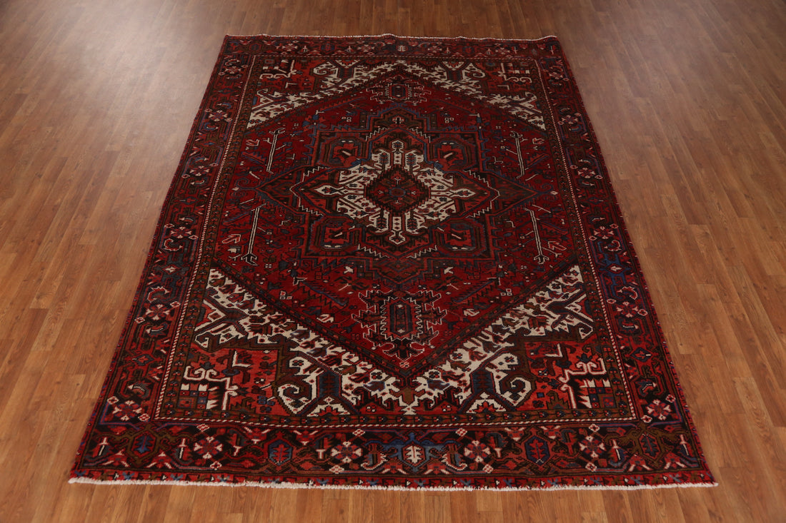 Vintage Heriz Persian Area Rug 7x9