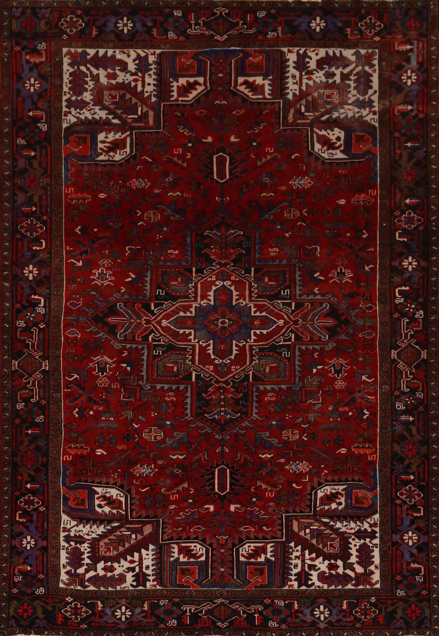 Red Geometric Heriz Persian Area Rug 8x11