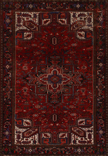 Red Geometric Heriz Persian Area Rug 8x11