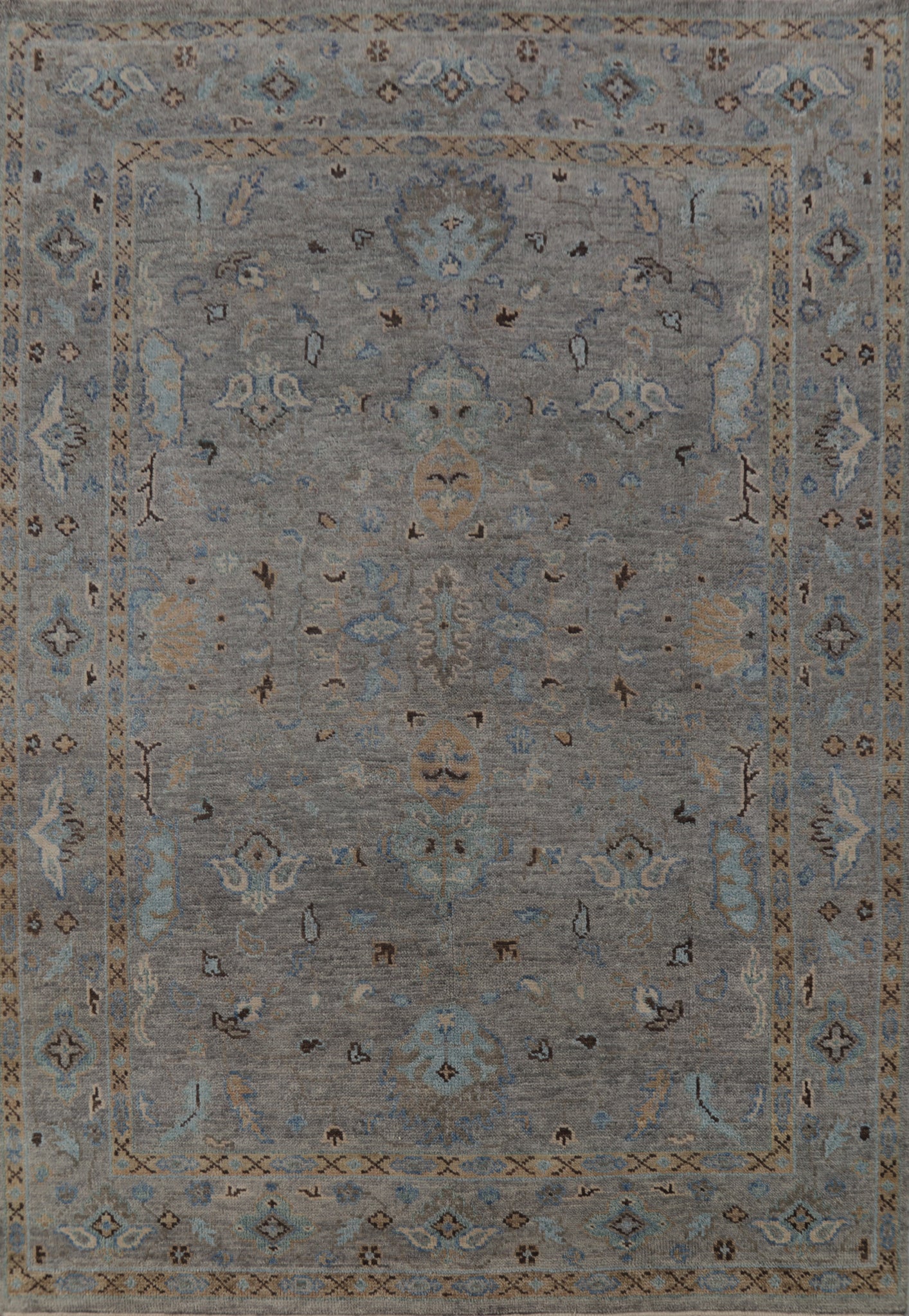 All-Over Gray Oushak Indian Area Rug 8x10