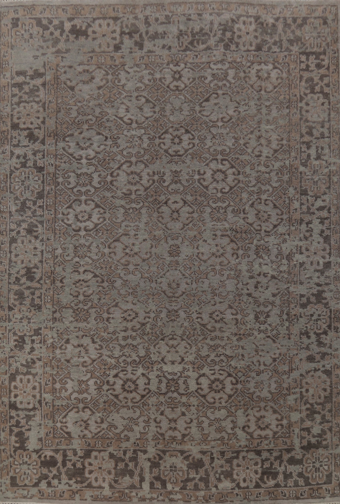 All-Over Wool Oushak Indian Area Rug 9x12