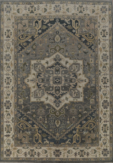Geometric Gray Oushak Indian Area Rug 8x10