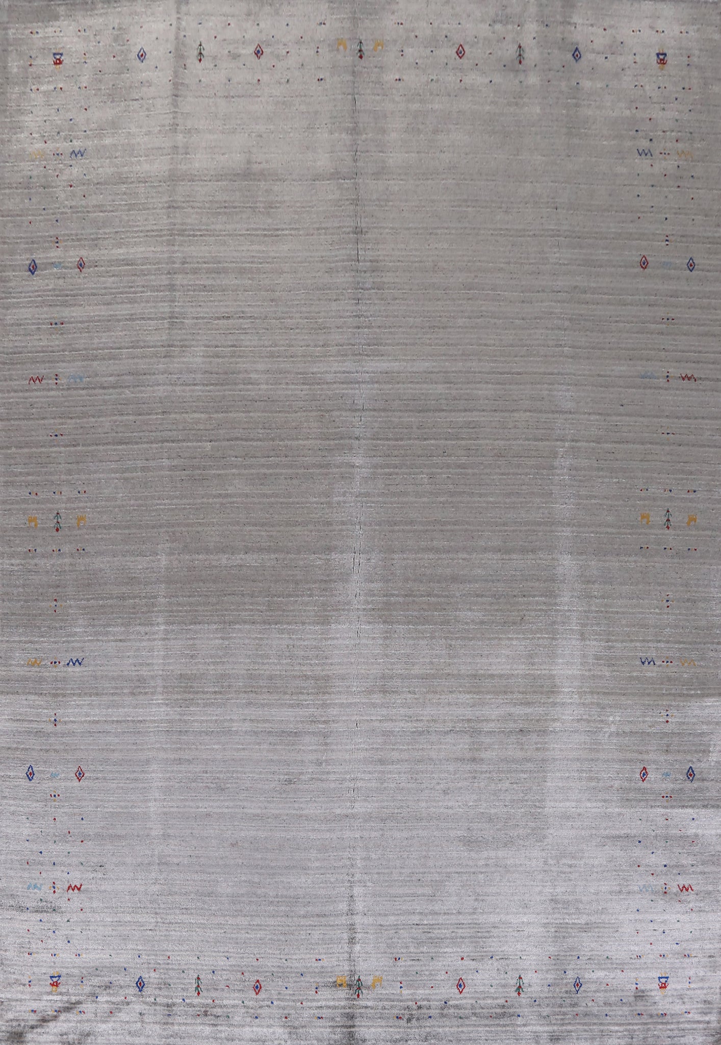 Silver Gray Silk Gabbeh Oriental Area Rug 9x12