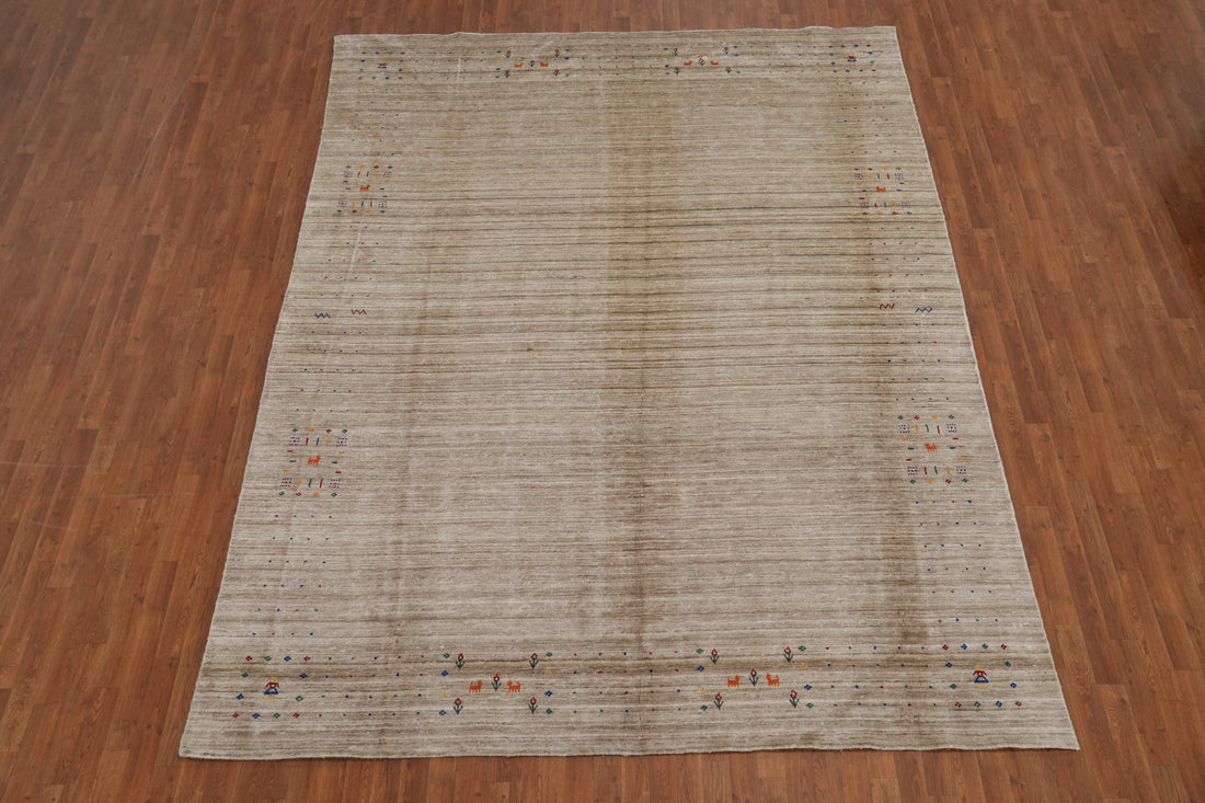 Earth Tone Silk Gabbeh Oriental Area Rug 9x12