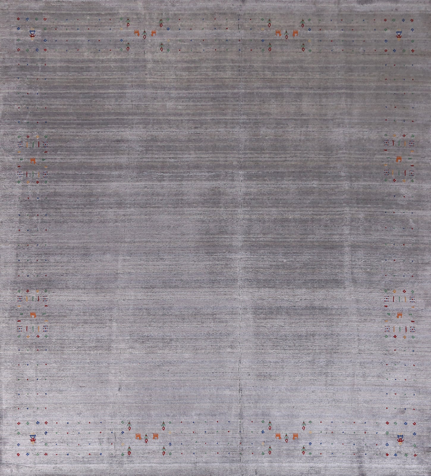 Gray Silk Gabbeh Oriental Square Rug 10x10