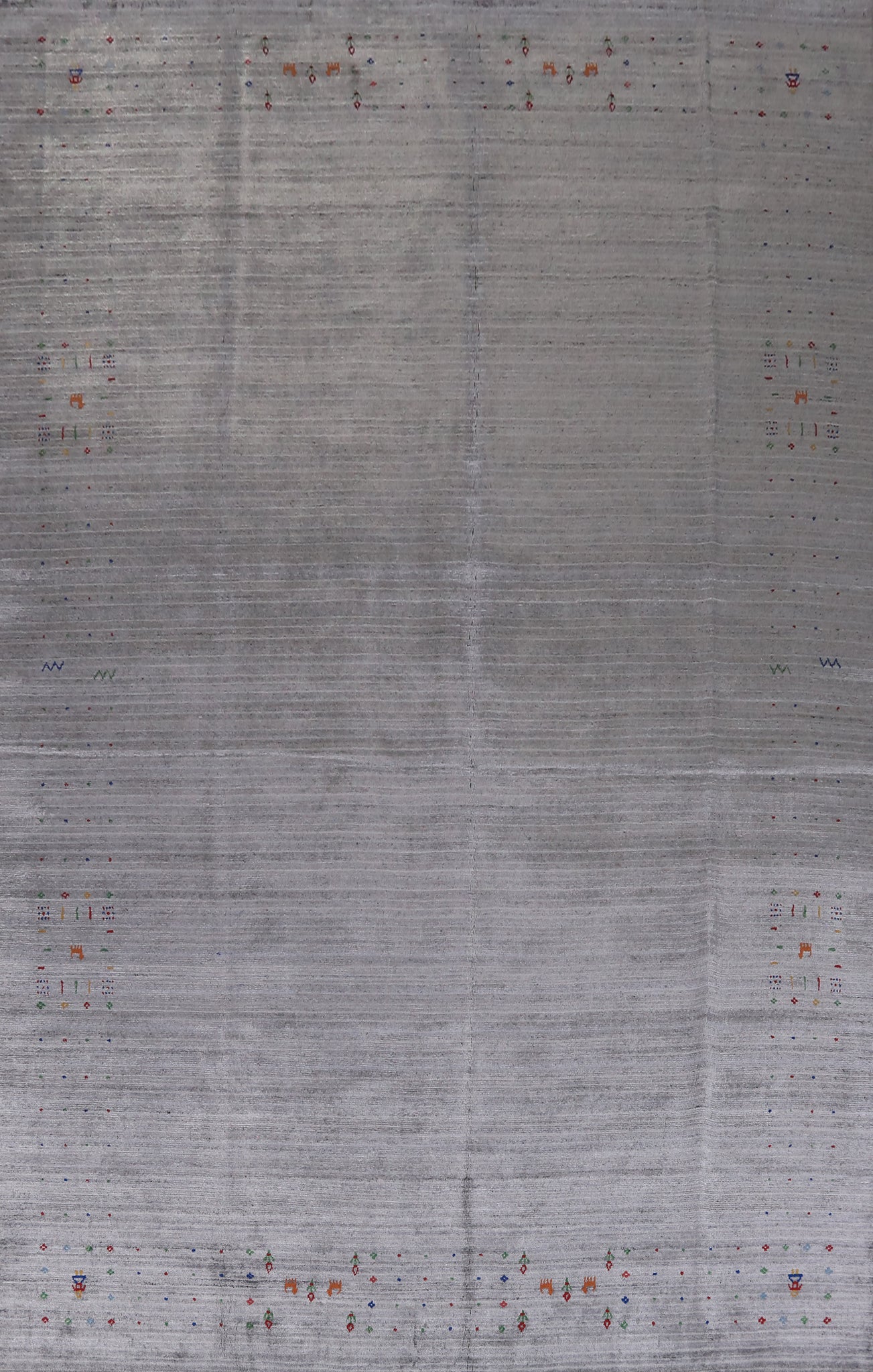 Silver Gray Silk Gabbeh Oriental Area Rug 8x12