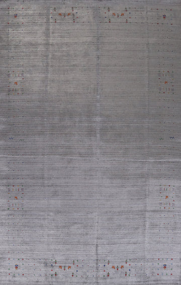 Silver Gray Silk Gabbeh Oriental Area Rug 8x12