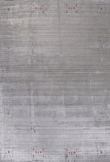 Gray Silk Gabbeh Oriental Area Rug 9x12