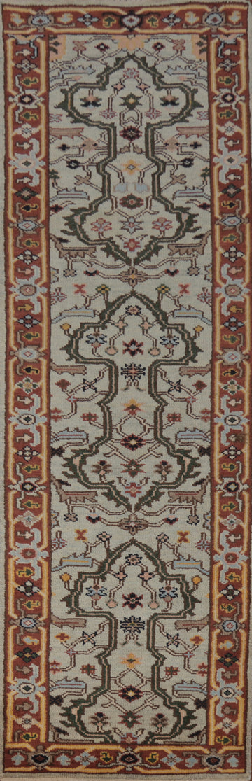 Geometric Heriz Serapi Indian Runner Rug 3x10