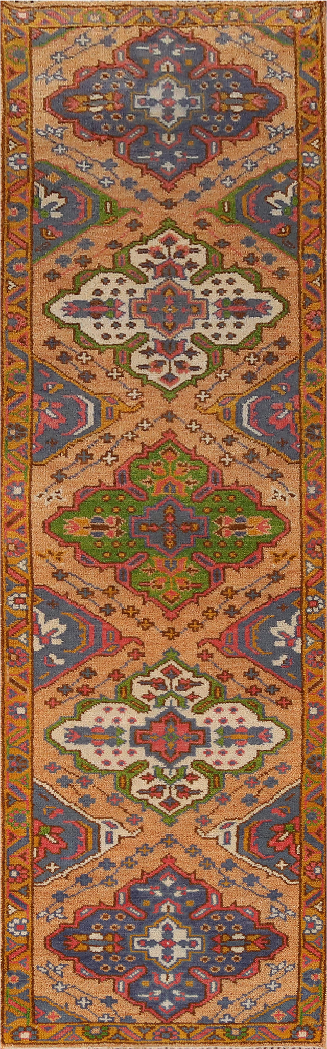 Geometric Heriz Serapi Indian Runner Rug 3x10