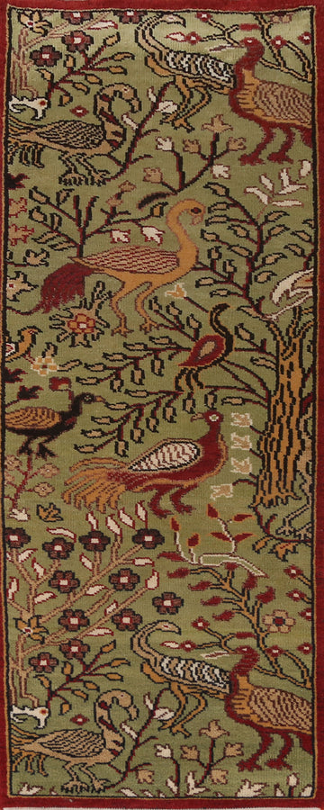 Animals Light Green Ziegler Indian Runner Rug 3x8