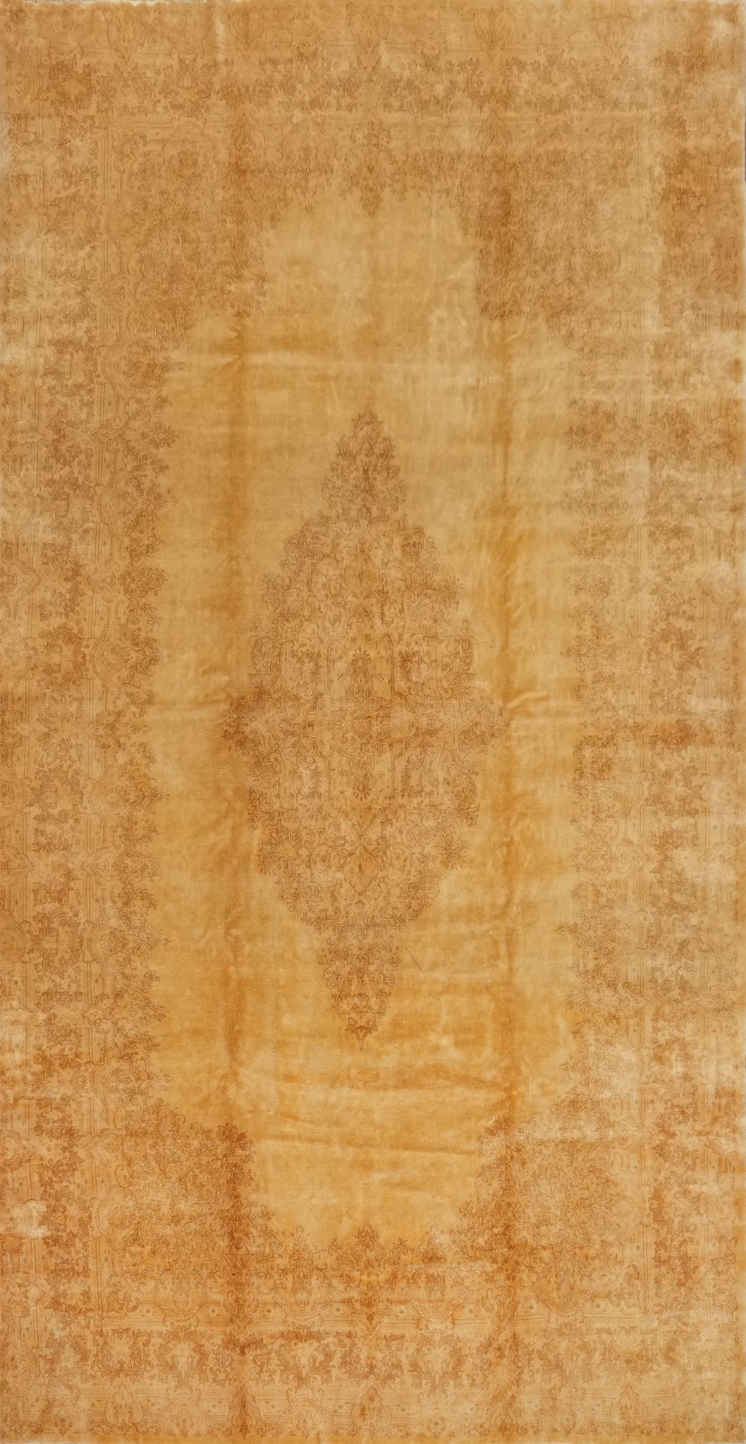 Vegetable Dye Gold Kerman Persian Large Rug 11x21