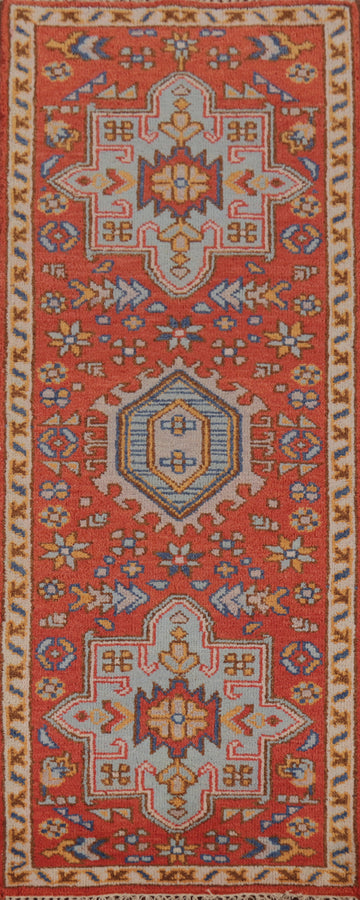 Geometric Heriz Serapi Indian Runner Rug 3x8