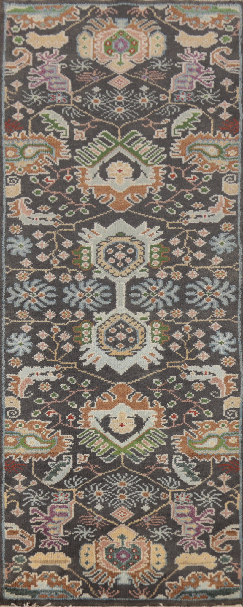 Geometric Heriz Serapi Indian Runner Rug 2x8