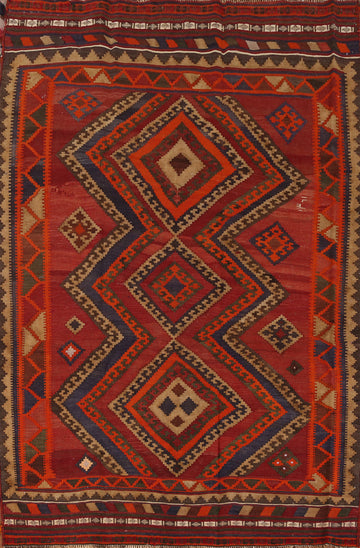 Vegetable Dye Kilim Qashqai Persian Area Rug 5x8