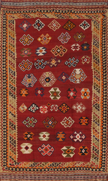 Vegetable Dye Kilim Qashqai Persian Area Rug 5x8