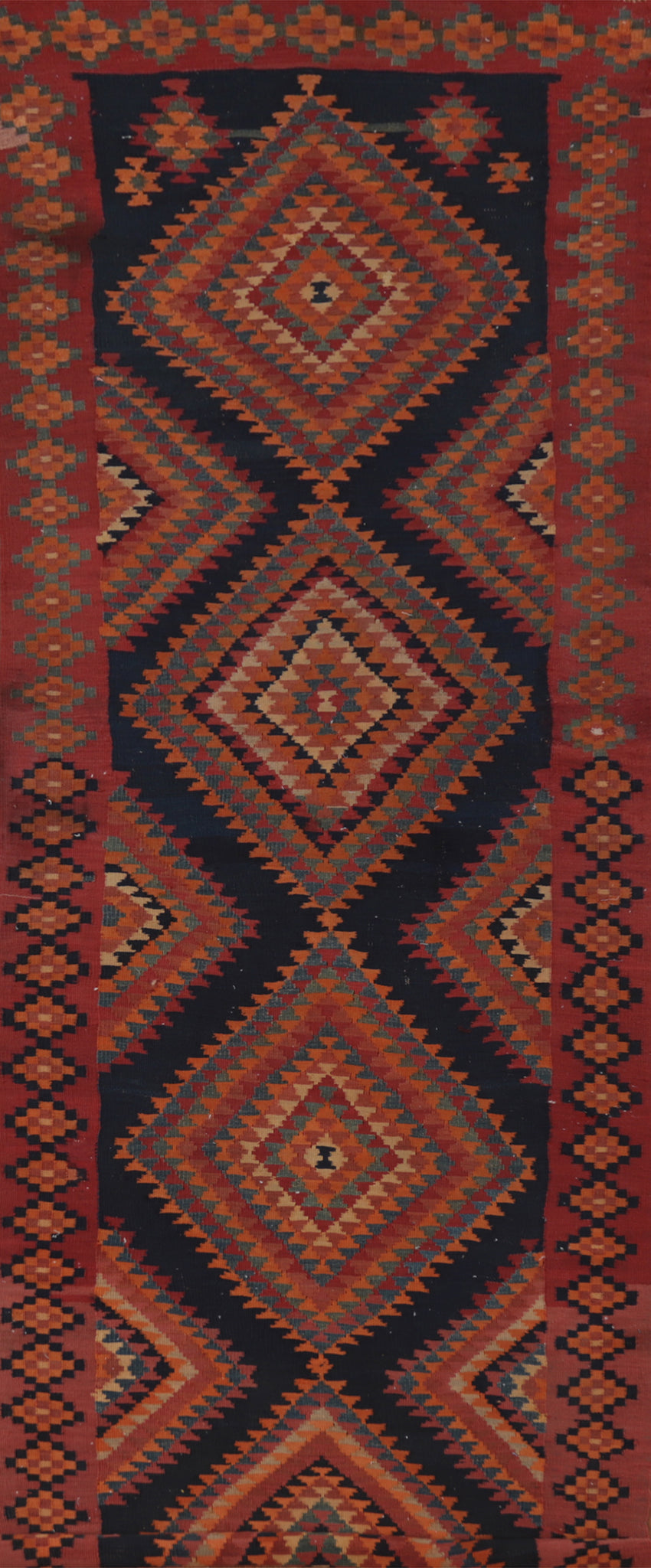 Vegetable Dye Kilim Persian Runner Rug 4x15