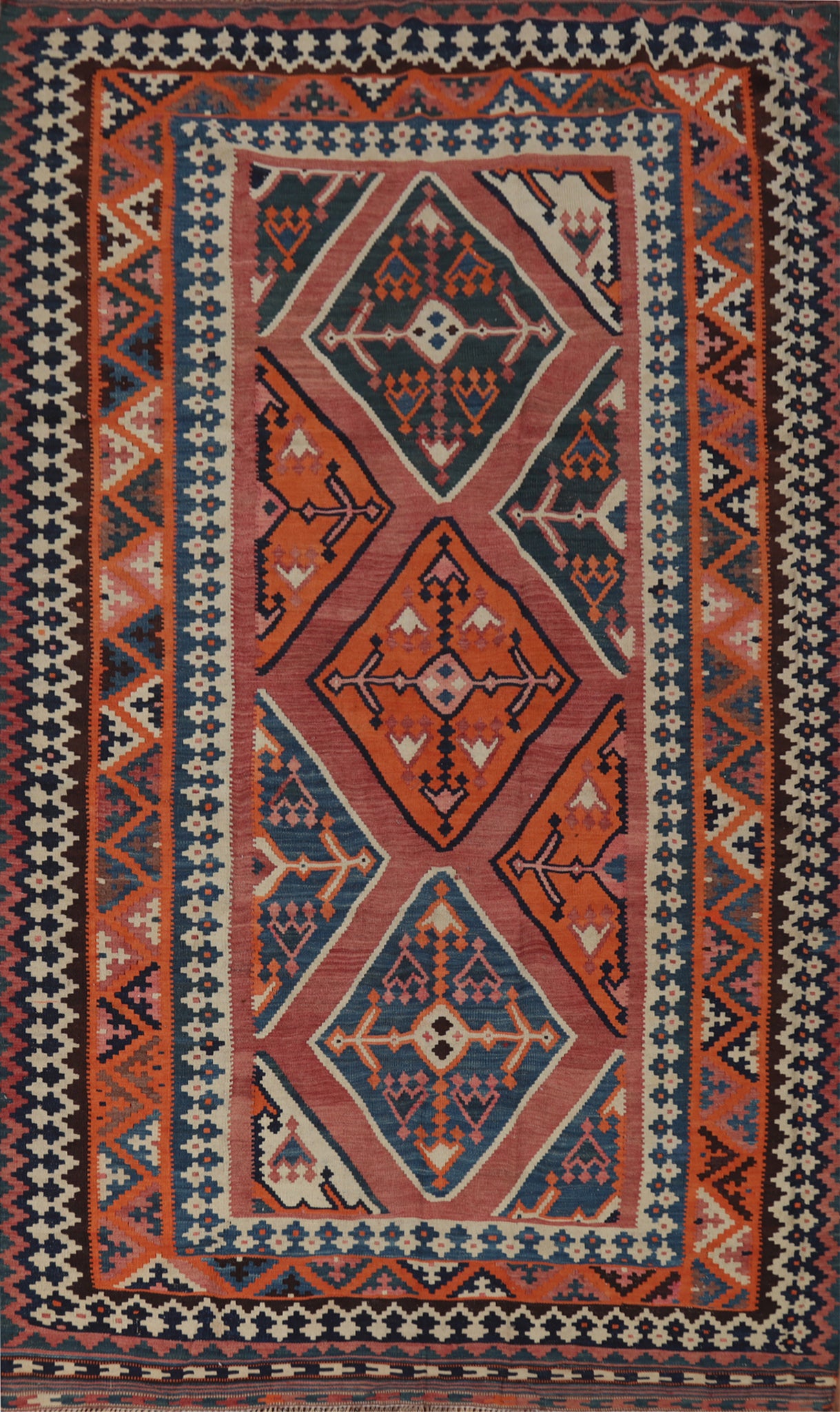 Vegetable Dye Kilim Qashqai Persian Area Rug 5x9