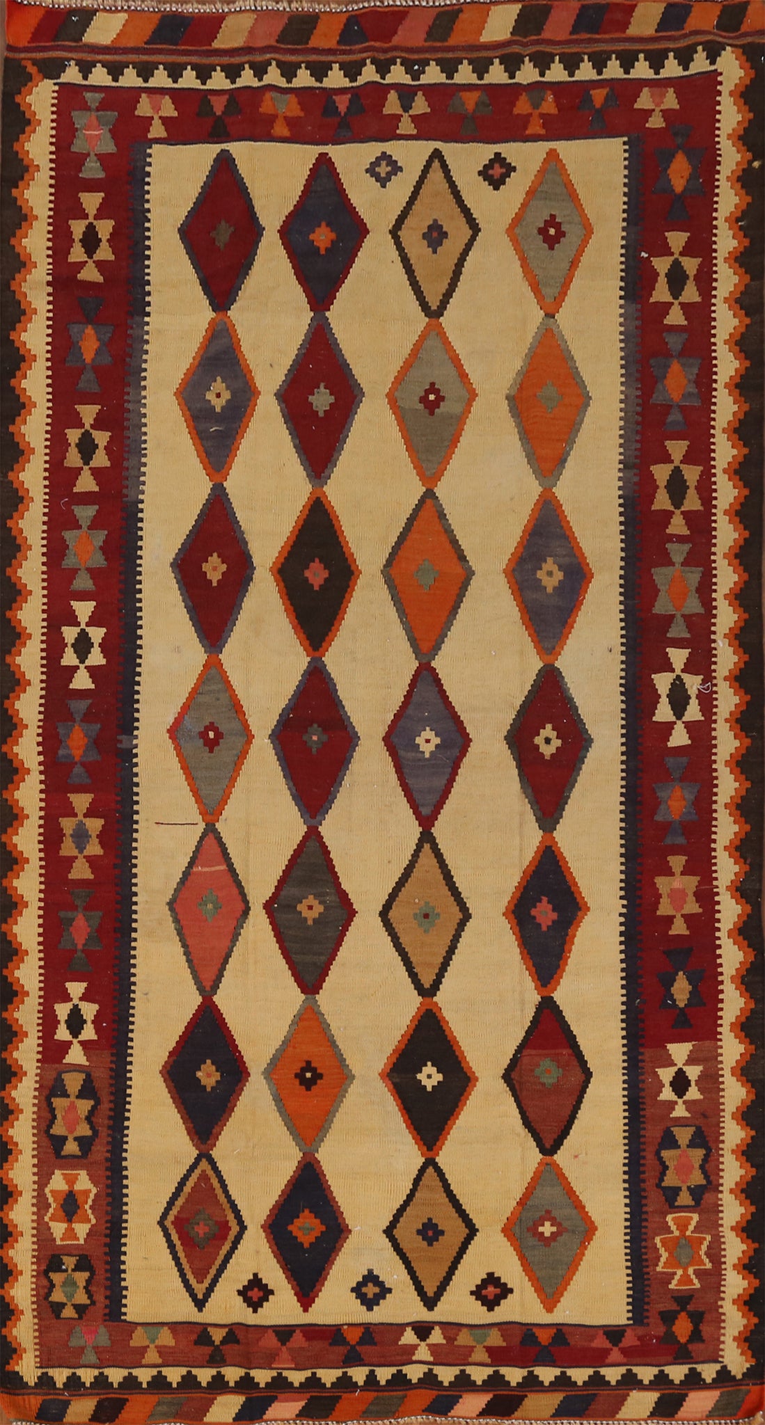 Vegetable Dye Kilim Qashqai Persian Area Rug 5x9