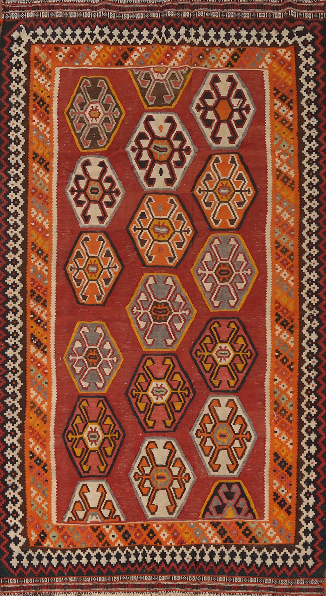 Vegetable Dye Kilim Qashqai Persian Area Rug 5x11