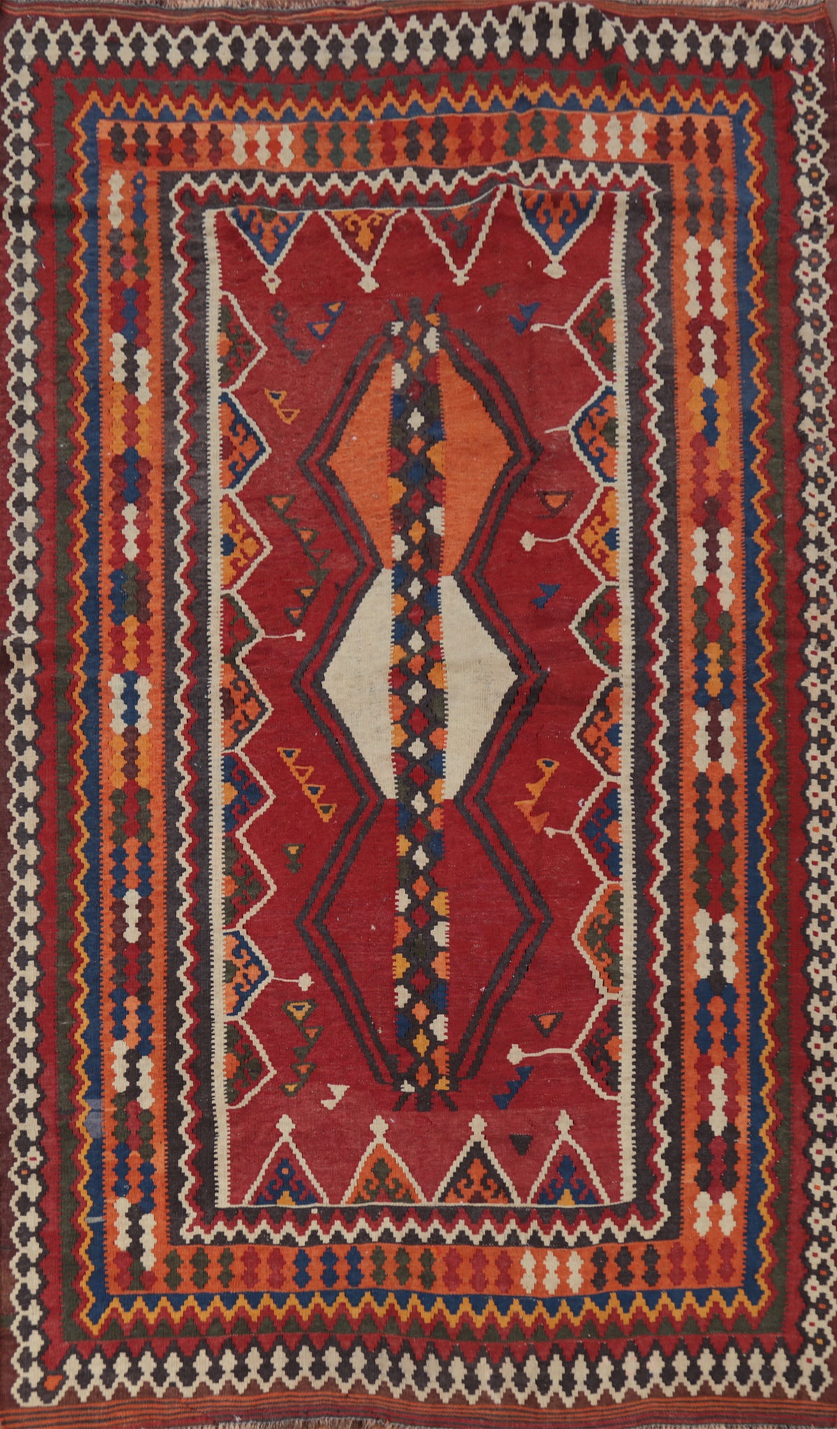 Vegetable Dye Kilim Qashqai Persian Area Rug 5x9