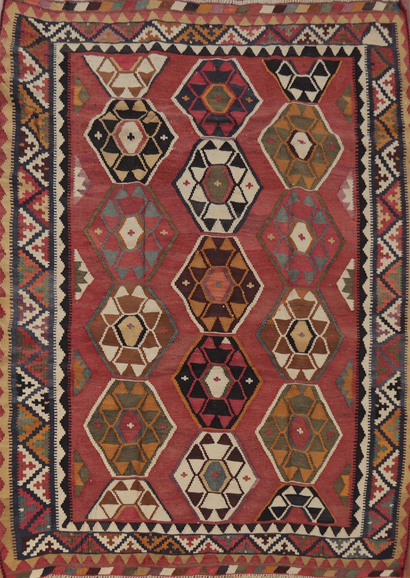 Vegetable Dye Kilim Qashqai Persian Rug 5x7