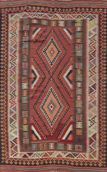 Vegetable Dye Kilim Qashqai Persian Area Rug 6x9