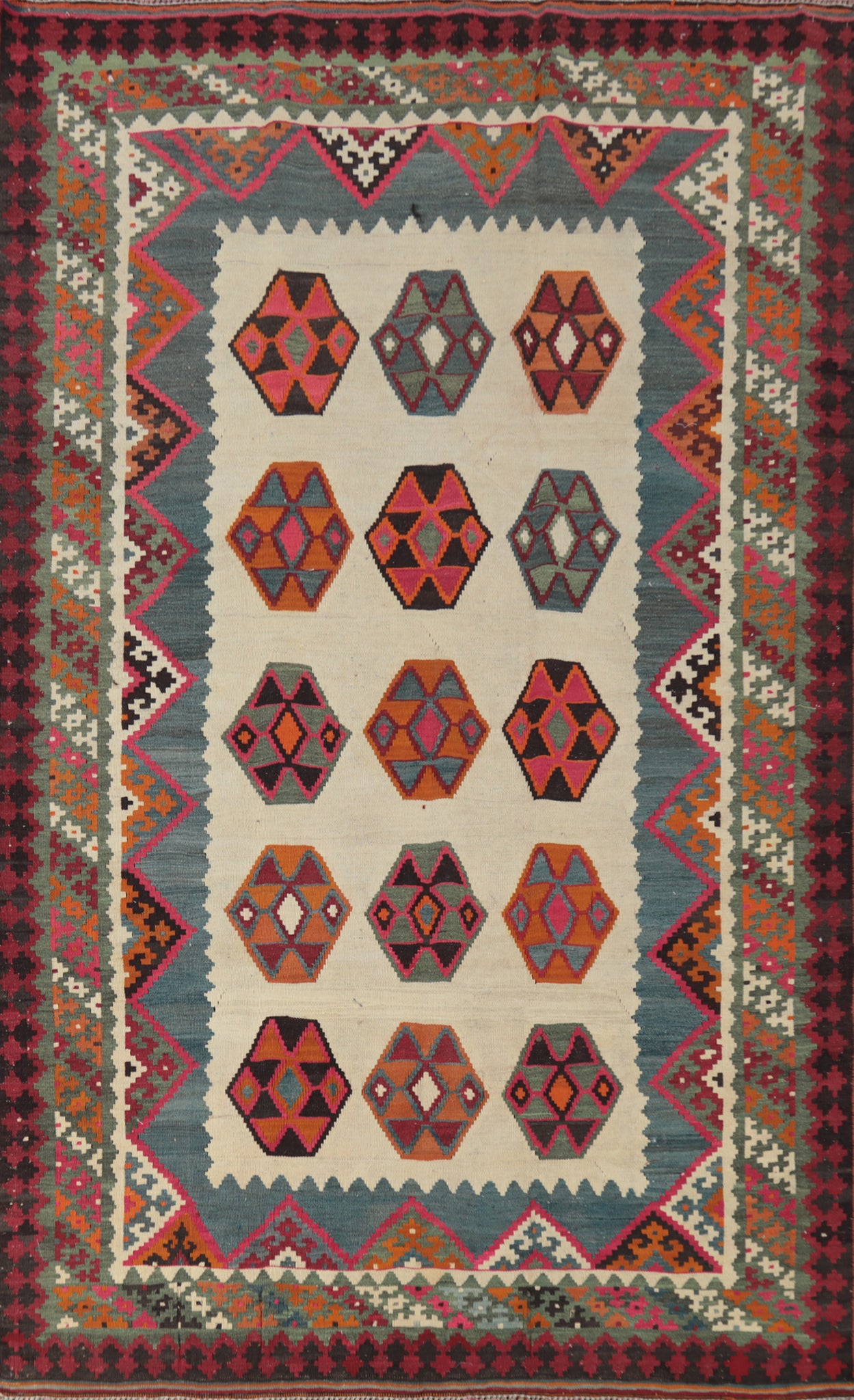 Vegetable Dye Kilim Qashqai Persian Area Rug 5x8